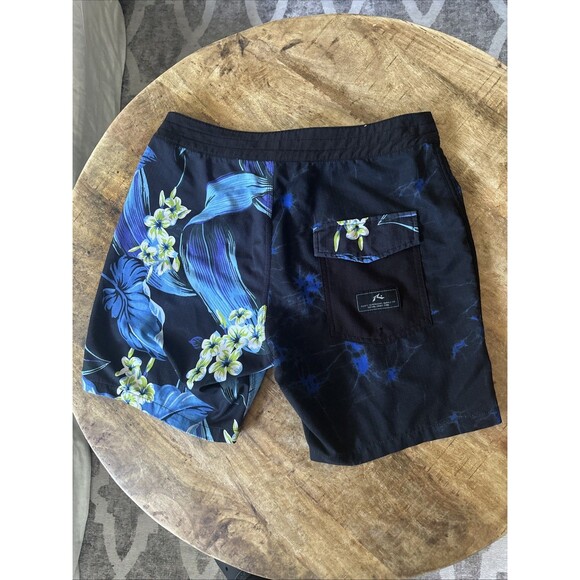 Rusty Freedom Fit Boardshorts Size 30 Split Floral Tie-Dye Surf Swim Trunks 7.5” - Picture 5 of 6